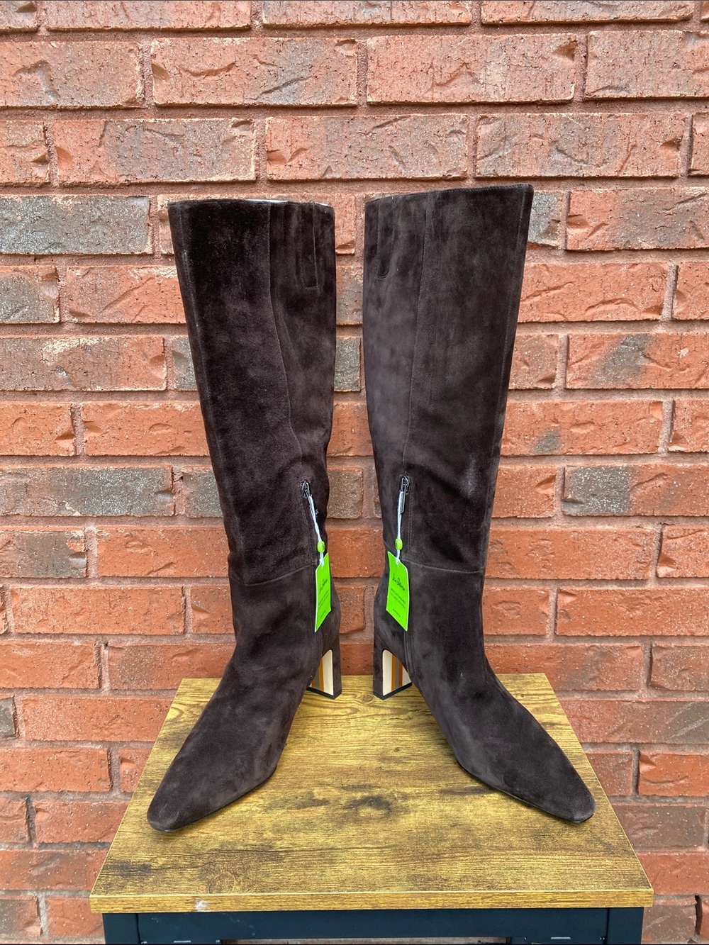 NWT Sam Edelman Brown Suede Knee-High Block Heel Boot 9 - Picture 3 of 9